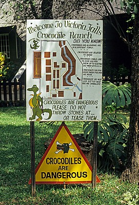 Schild Crocodile Ranch - Victoria Falls