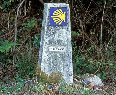 Jakobsweg (Caminho Português): Camino-Wegstein zwischen San Caetano und San Mauro - Galicia